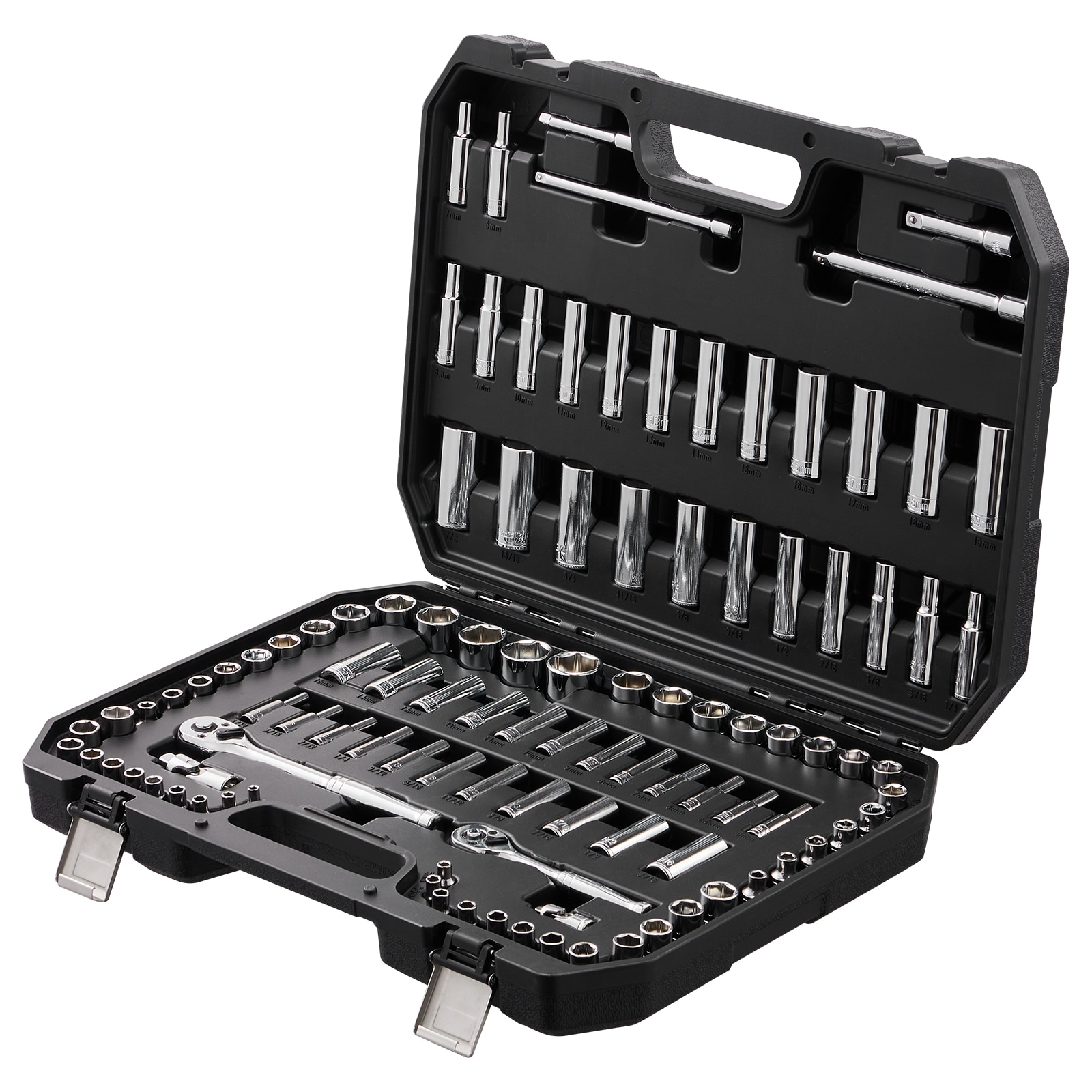 Socket Set And Ratchet Tool Kit With Storage Case 106 Piece Set_voghion.com
